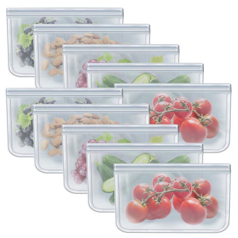 RLAVBL 1/2 Gallon Freezer Bags Reusable Food Storage Bags for Vegetable, Liquid, Snack, Meat, Sandwich, 10.2x7.87 Inch, 10 Pack - Image 1
